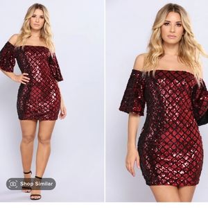 Red and black sequin dress